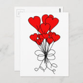 Red Heart Blume Bouquet Hearts Illustration Postkarte (Vorne/Hinten)