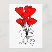 Red Heart Blume Bouquet Hearts Illustration Postkarte (Vorderseite)