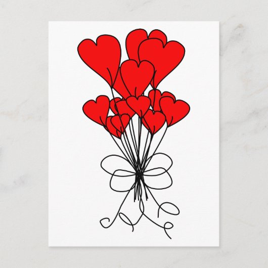 Red Heart Blume Bouquet Hearts Illustration Postkarte (Vorderseite)