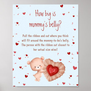 Red Heart Boy Baby Dusche wie groß ist Mama's Bauc Poster