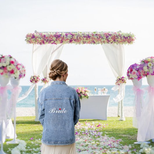 Red Heart Bride Wedding Bridal Junggeselinnen-Absc Jeansjacke