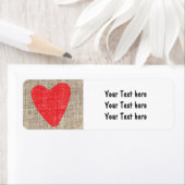 Red Heart Burlap Valentines Wedding Address Labels (Insitu)