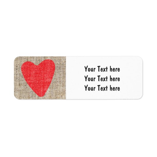 Red Heart Burlap Valentines Wedding Address Labels (Vorne)