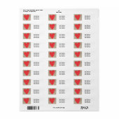 Red Heart Burlap Valentines Wedding Address Labels (Vorne)