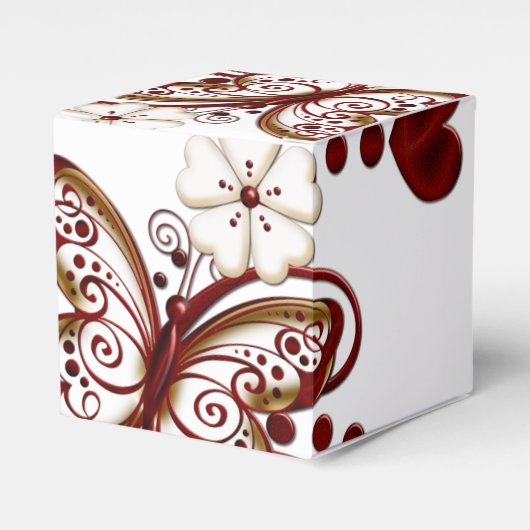 Red Heart Butterfells Cube Favor Box Geschenkschachtel (Vorderseite)