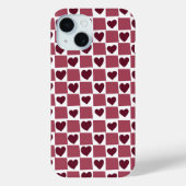 Red Heart Checkerboard Pattern Case-Mate iPhone Hülle (Rückseite)