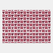 Red Heart Checkerboard Pattern Geschenkpapier Set (Vorderseite 3)
