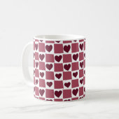 Red Heart Checkerboard Pattern Kaffeetasse (Vorderseite Links)