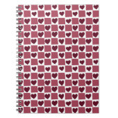 Red Heart Checkerboard Pattern Notizblock (Vorderseite)
