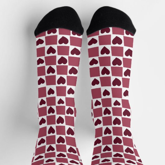 Red Heart Checkerboard Pattern Socken (Oben)