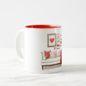 Red Heart Cherries Love Zweifarbige Tasse (Vorderseite Links)