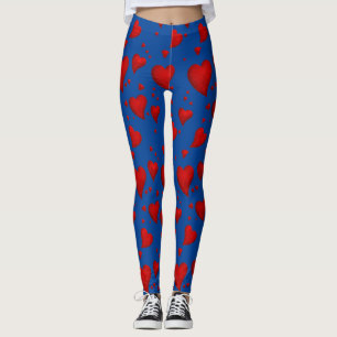 Red Heart Christmas Merry Xmas Willkommen 2022 Blu Leggings