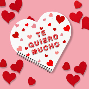 Red Heart Confetti Te Quiero Mucho 3d Letters Notizblock