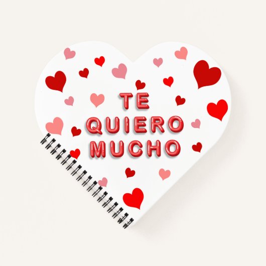 Red Heart Confetti Te Quiero Mucho 3d Letters Notizblock (Vorderseite)