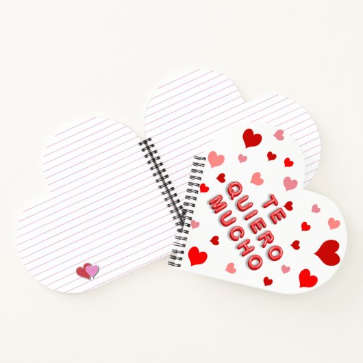 Red Heart Confetti Te Quiero Mucho 3d Letters Notizblock (Innenseite)