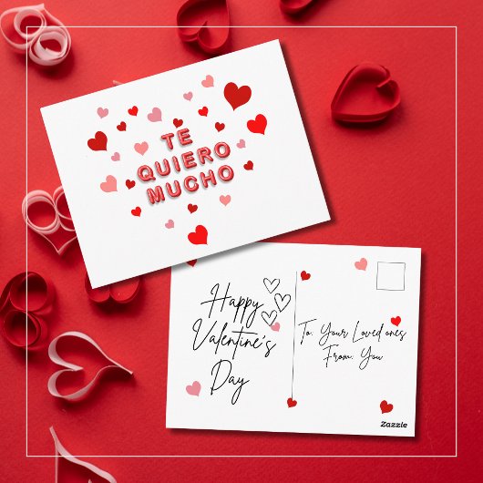 Red Heart Confetti Te Quiero Mucho 3d Letters Postkarte