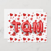 Red Heart Confetti TQM 3D Briefe Postkarte (Vorne/Hinten)