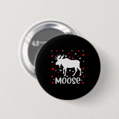 Red Heart Cud Love Graphic Moose Lover Valentine D Button (Vorne & Hinten)