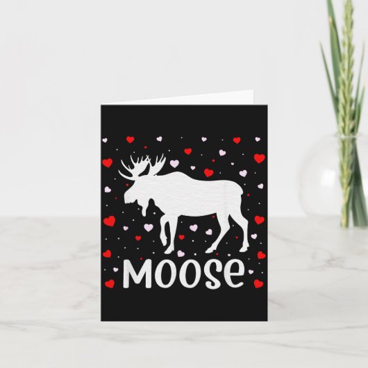 Red Heart Cud Love Graphic Moose Lover Valentine D Karte (Vorderseite)