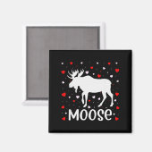 Red Heart Cud Love Graphic Moose Lover Valentine D Magnet (Vorderseite/Rückseite)