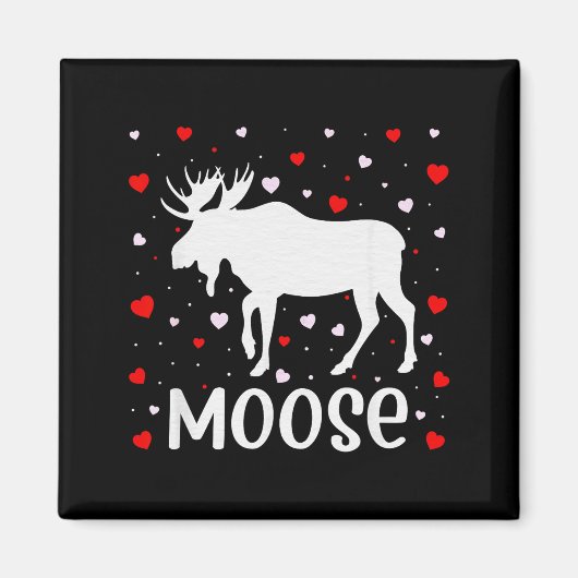 Red Heart Cud Love Graphic Moose Lover Valentine D Magnet (Vorne)