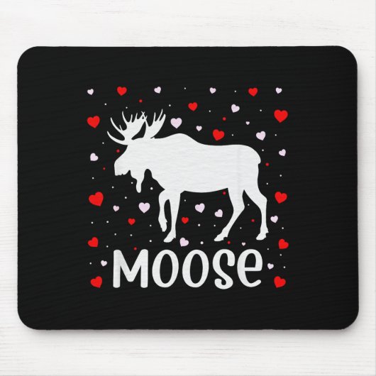 Red Heart Cud Love Graphic Moose Lover Valentine D Mousepad (Vorne)