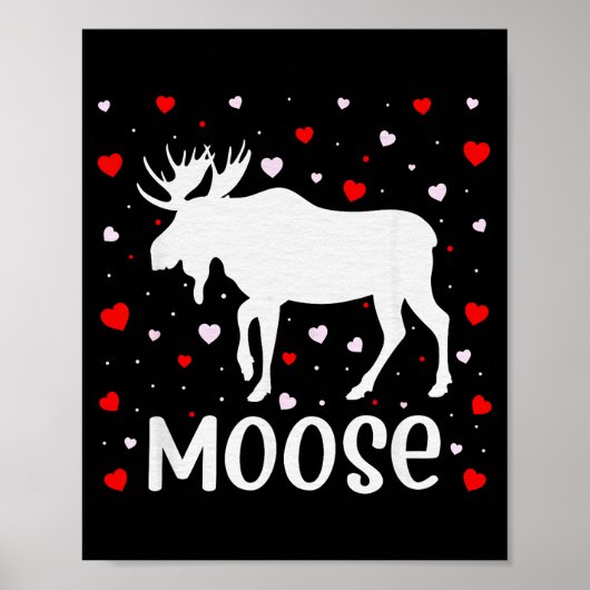 Red Heart Cud Love Graphic Moose Lover Valentine D Poster (Vorne)