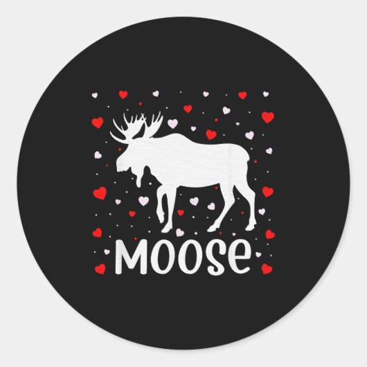 Red Heart Cud Love Graphic Moose Lover Valentine D Runder Aufkleber (Vorderseite)
