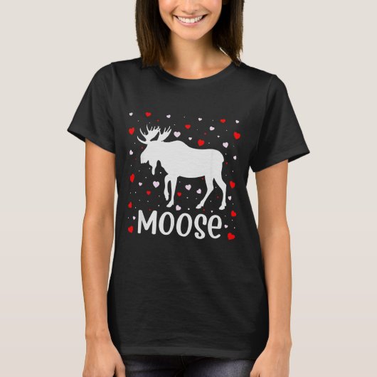 Red Heart Cud Love Graphic Moose Lover Valentine D T-Shirt (Vorderseite)