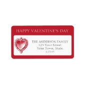 Red Heart Custom Valentine Rücksendeadresse Adressaufkleber (Vorne)