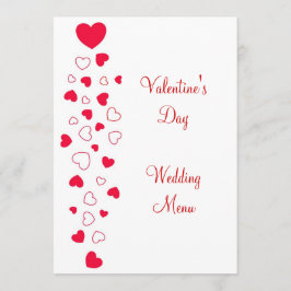 Red Heart Design Valentinstag Wedding Menükarte
