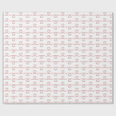 Red Heart Doodle Lines Geschenkpapier (Flach)