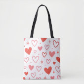 Red Heart Doodle Tote Bag Tasche (Vorderseite)