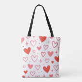 Red Heart Doodle Tote Bag Tasche (Rückseite)