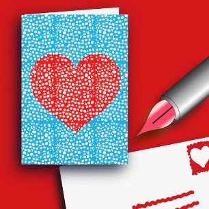 Red Heart durch das schneebedeckte Fenster Valenti Feiertagskarte