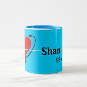 Red Heart EKG und Stethoscope Medical Blue Zweifarbige Tasse (Mittel)