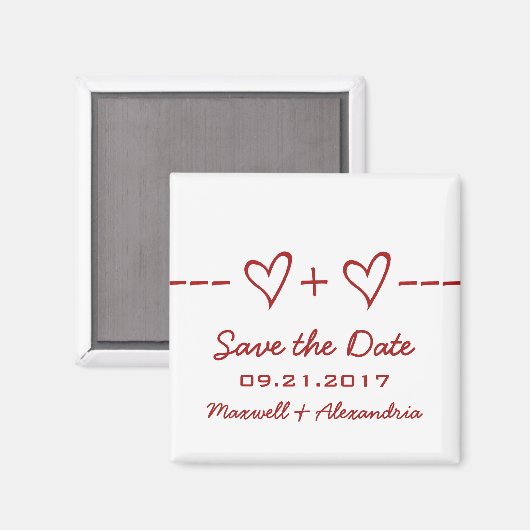 Red Heart Equation Save the Date Magnet (Vorderseite/Rückseite)