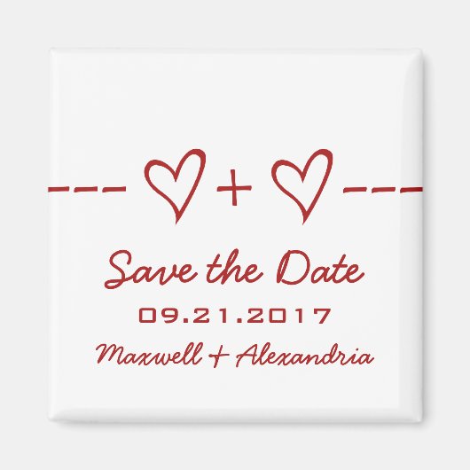 Red Heart Equation Save the Date Magnet (Vorne)