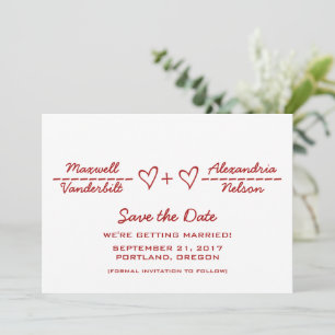 Red Heart Equite Save the Date einladen Einladung