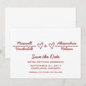 Red Heart Equite Save the Date einladen Einladung (Vorne/Hinten)