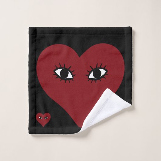 Red Heart Eyes Badhandtuch Set (Waschlappen)