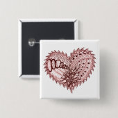 Red Heart Fire Doodle Button (Vorne & Hinten)