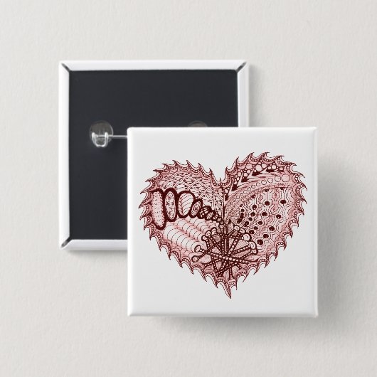 Red Heart Fire Doodle Button (Vorne & Hinten)