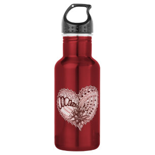Red Heart Fire Doodle Edelstahlflasche