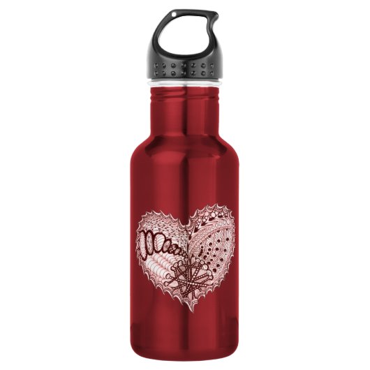 Red Heart Fire Doodle Edelstahlflasche (Vorderseite)