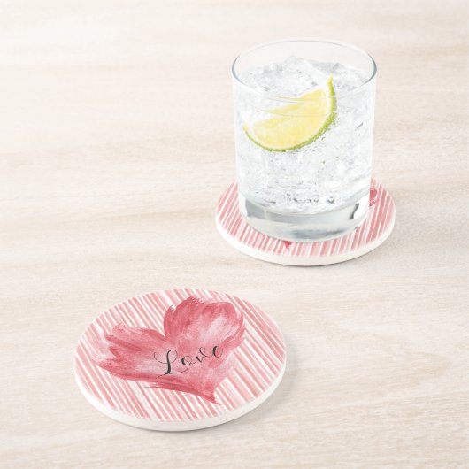 Red Heart Flame Love Getränkeuntersetzer (Seite)