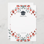 Red Heart Floral Foto Abschluss Vielen Dank Einladung (Vorne/Hinten)