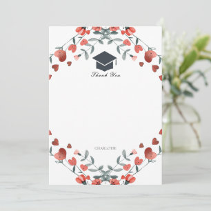 Red Heart Floral Foto Abschluss Vielen Dank Einladung