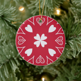 Red Heart Folk Art Weihnachtsbaum Keramik Ornament