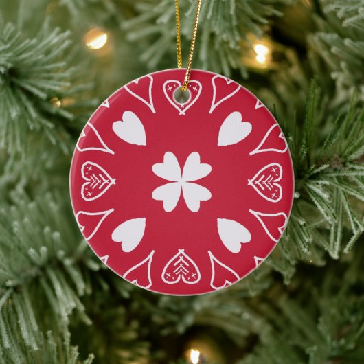Red Heart Folk Art Weihnachtsbaum Keramik Ornament (Baum)